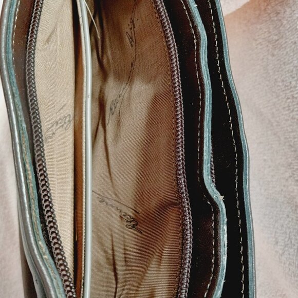 ETIENNE Aigner Purse Clutch Crossbody Genuine Dark Brown Leather.2 ZipTop Open - Picture 11 of 13